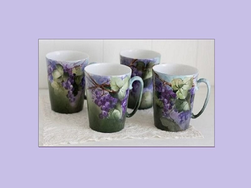 Four Grape-themed Mugs