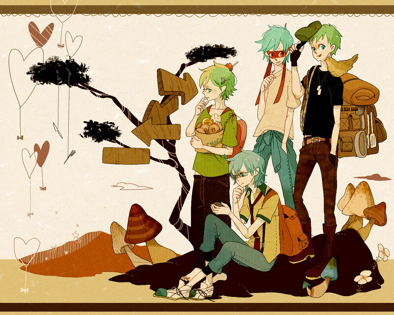 Four Green-haired Characters