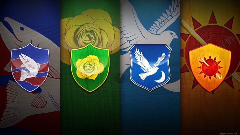 Four Heraldic Shields — Blue