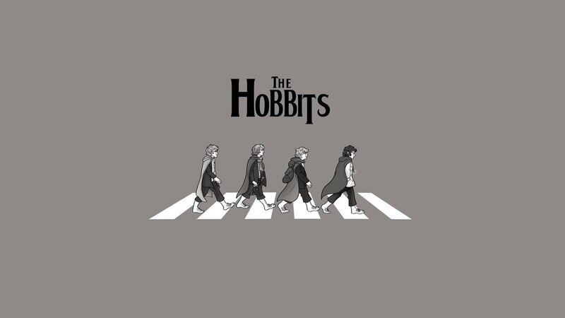 Four Hobbits Crossing Street
