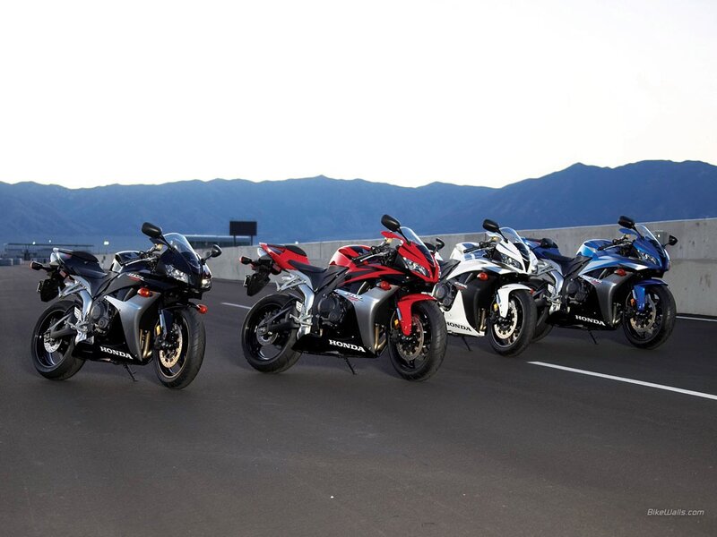 Four Honda sport motorcycles