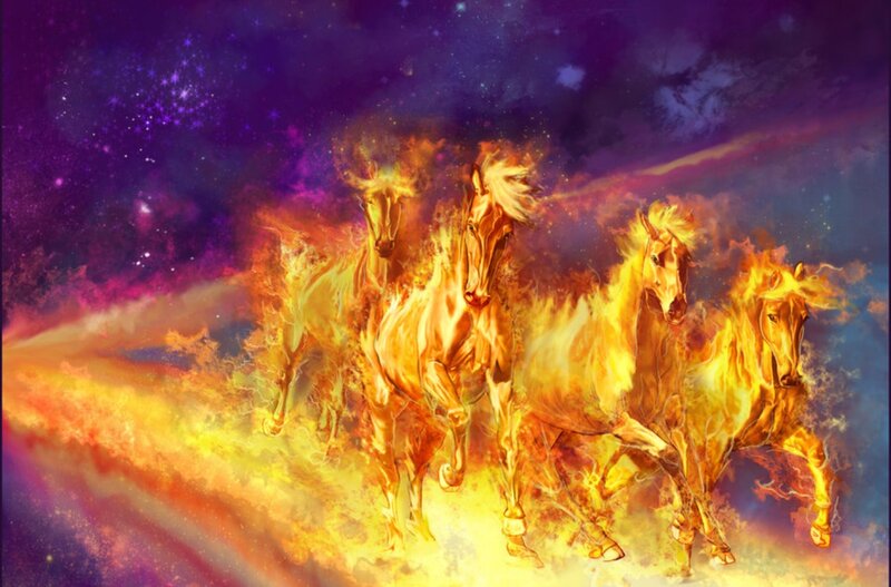 Four Horses in Flames — Purple