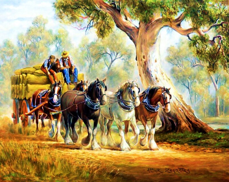 Four Horses Pulling Cart