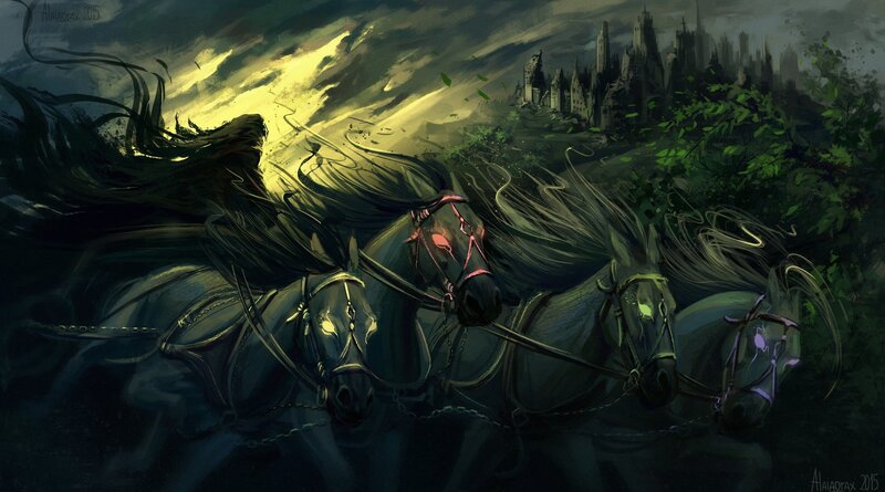 Four Horses Pulling Chariot