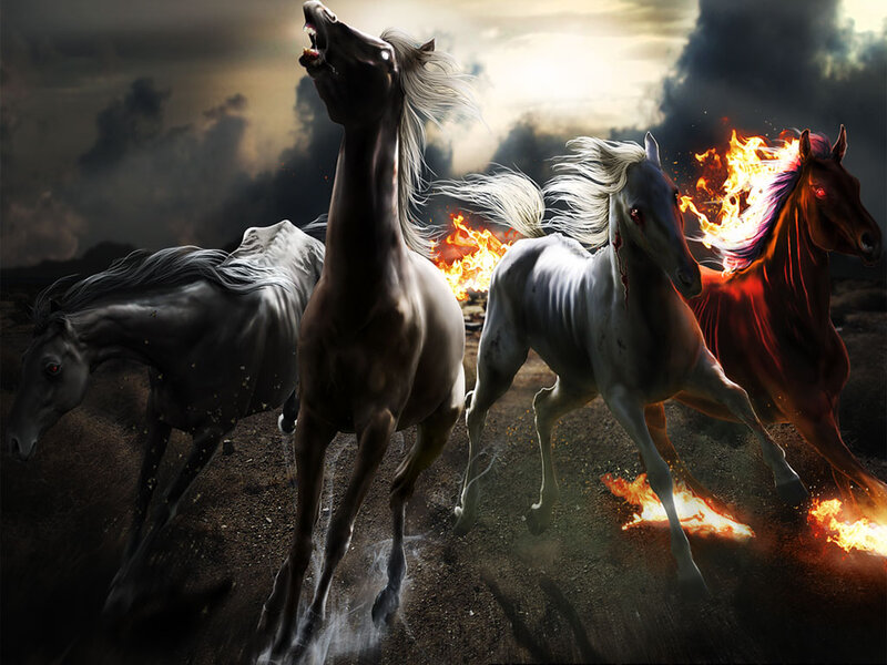 Four Horses Running — Black