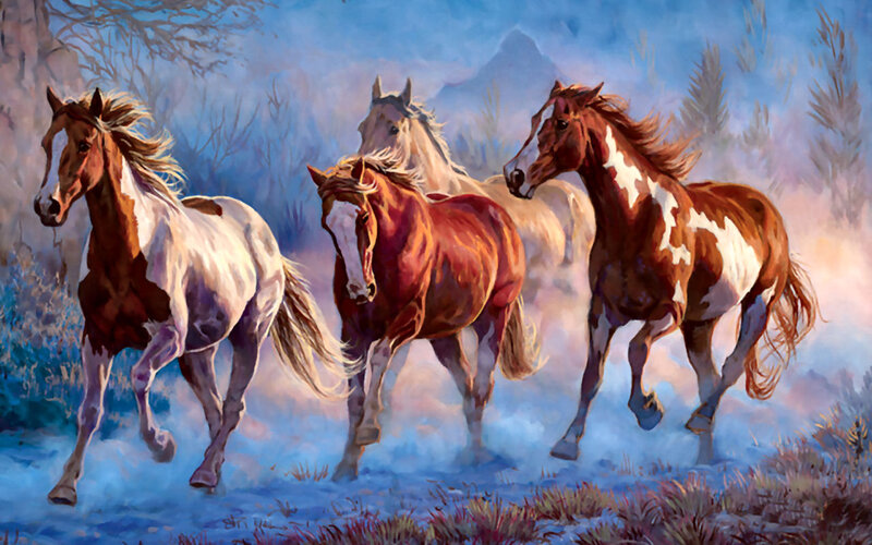 Four Horses Running — Blue, Dynamic
