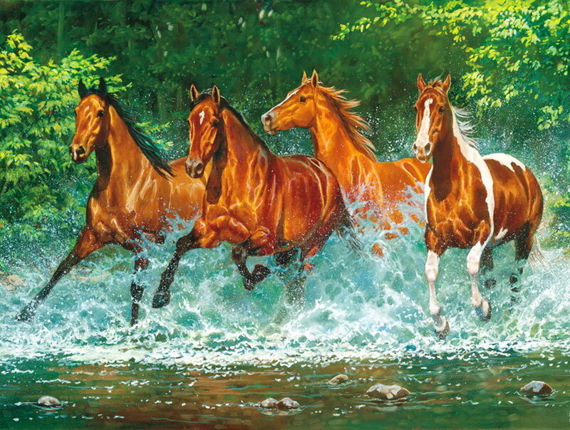 Four Horses Running — Brown, Dynamic