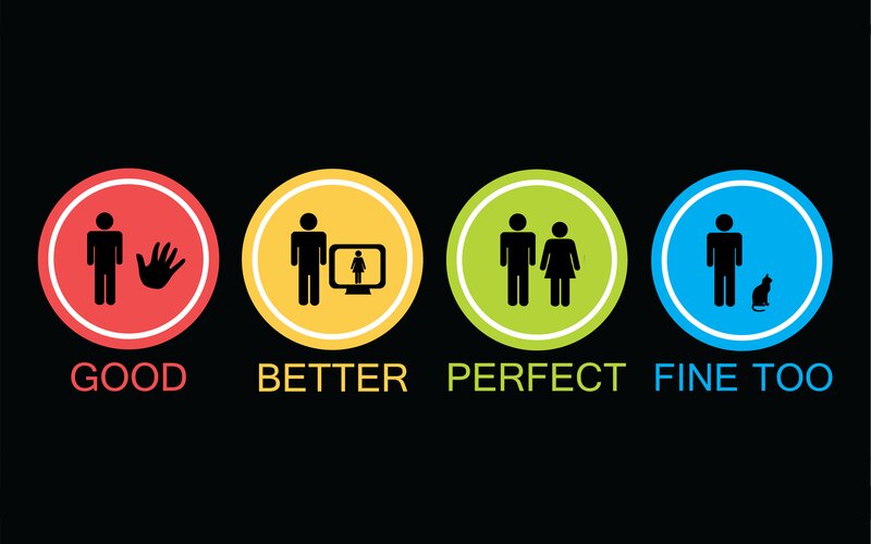 Four Icons with Text — Red, Neutral, Vector Art, Person Icon
