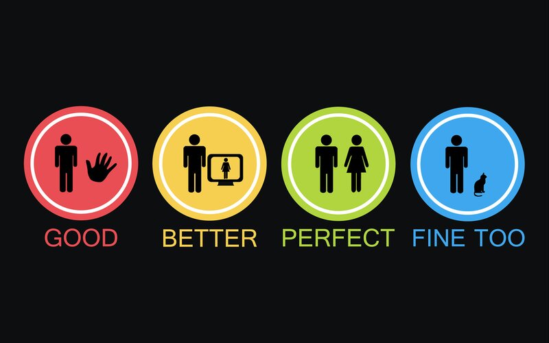 Four Icons with Text — Red, Neutral, Vector Art