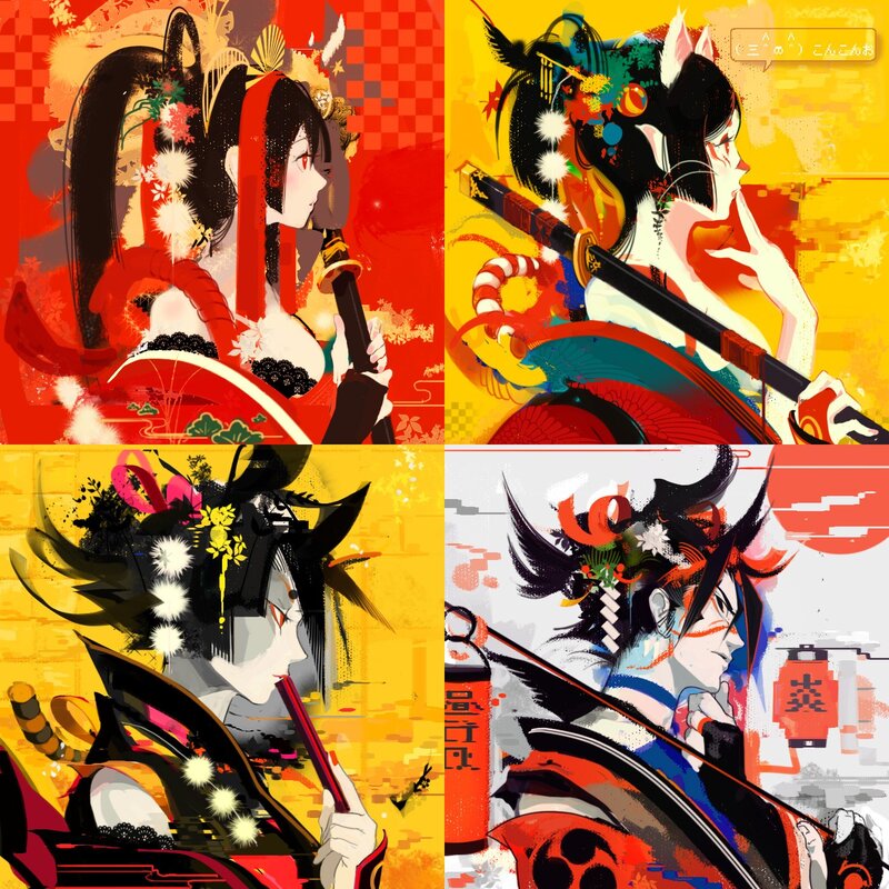 Four Japanese warrior women