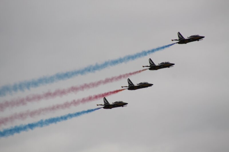Four Jets in Formation — Blue, Dynamic, Photograph