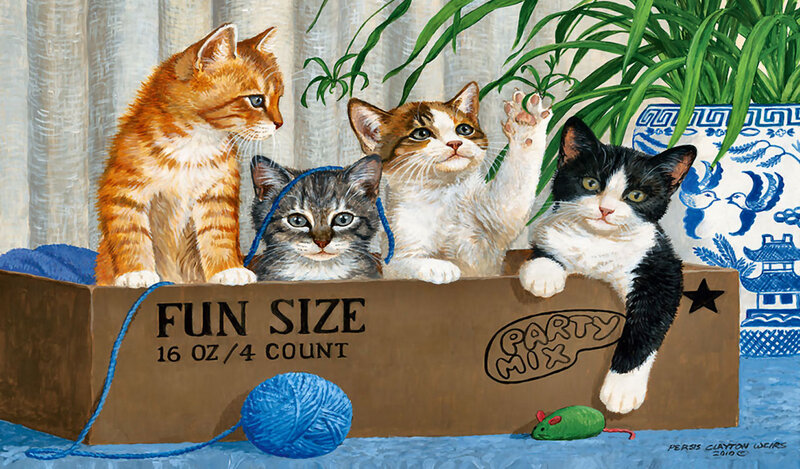Four Kittens in Box — Brown