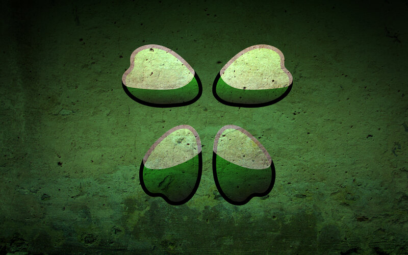 four-leaf clover on green wall