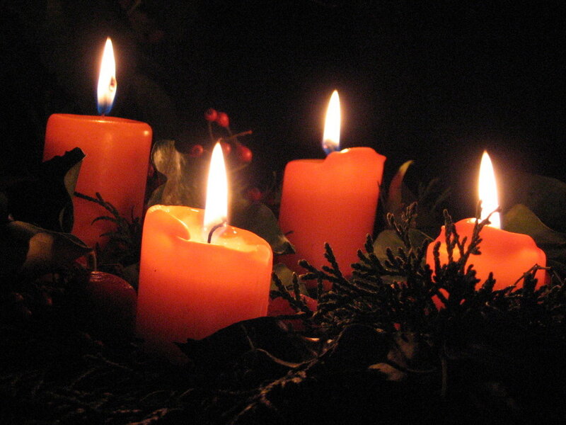 Four Lit Candles — Red