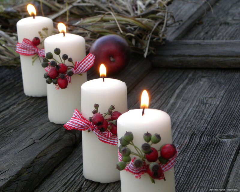 Four Lit Candles — White, Cozy