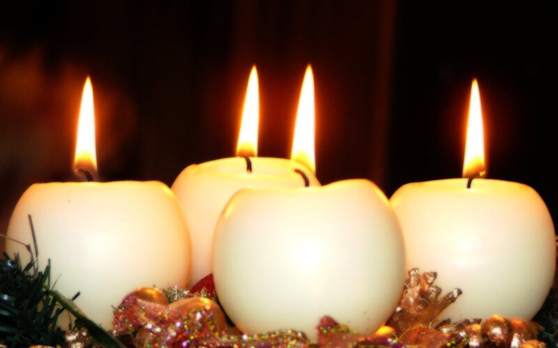 Four Lit Candles — White