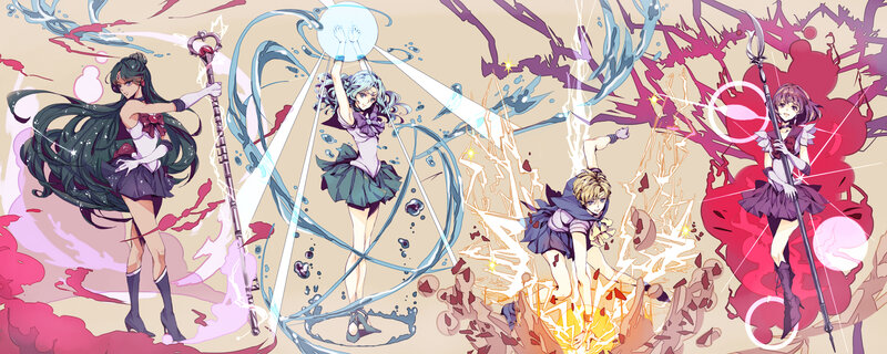 Four Magical Girls in Action — Purple