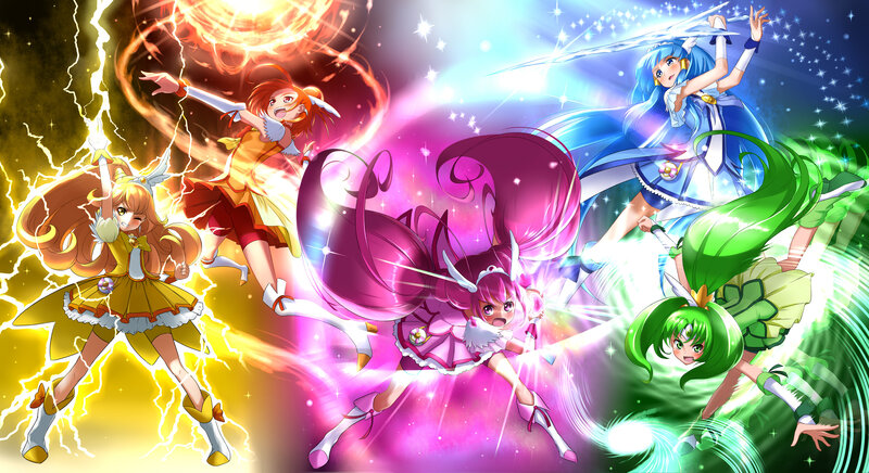 Four Magical Girls in Action — Yellow