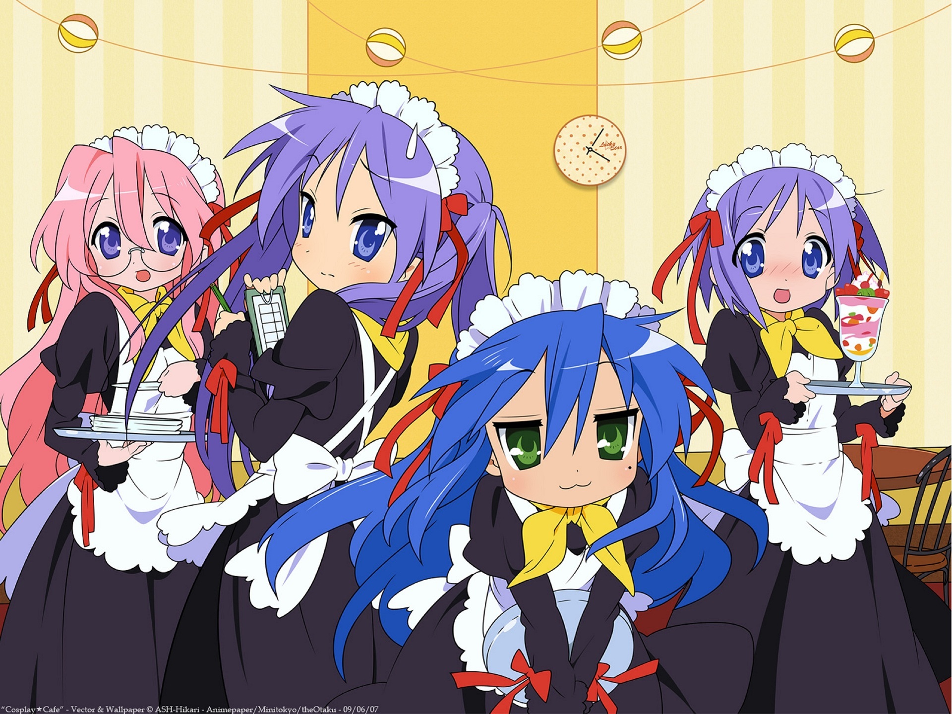 Four maids in a cafe