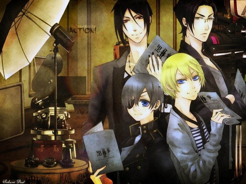 Four Male Anime Characters — Black, Dramatic