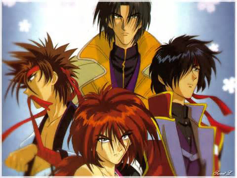 Four Male Anime Characters — Blue, Dramatic