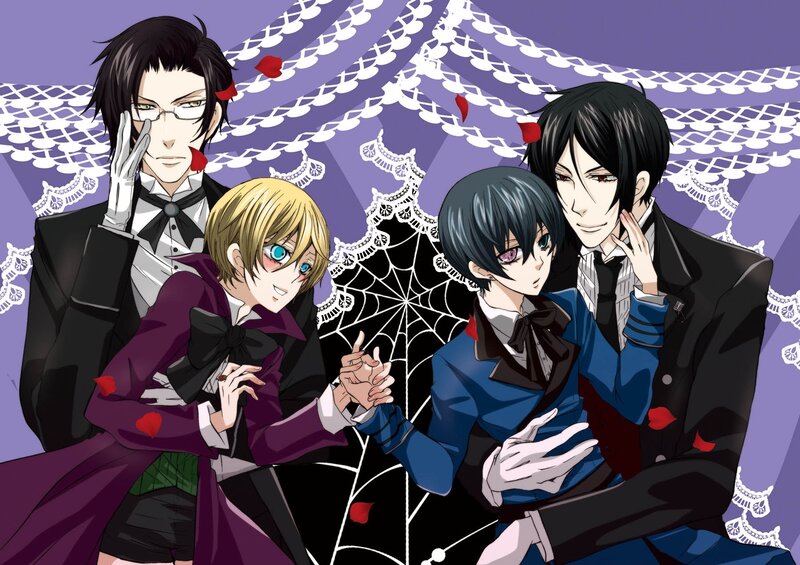 Four Male Anime Characters — Purple, Dramatic, Tuxedos
