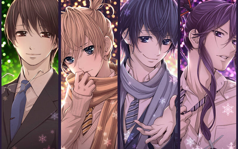 Four Male Anime Characters — Purple, Festive