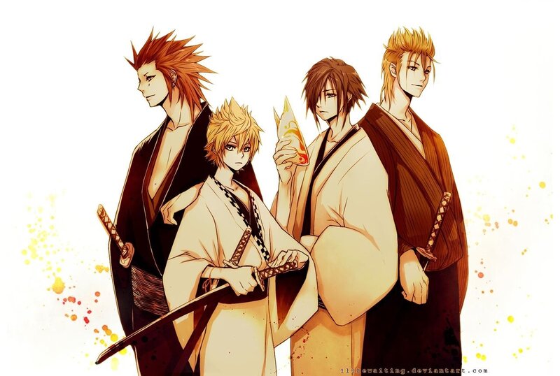 Four Male Anime Characters — White
