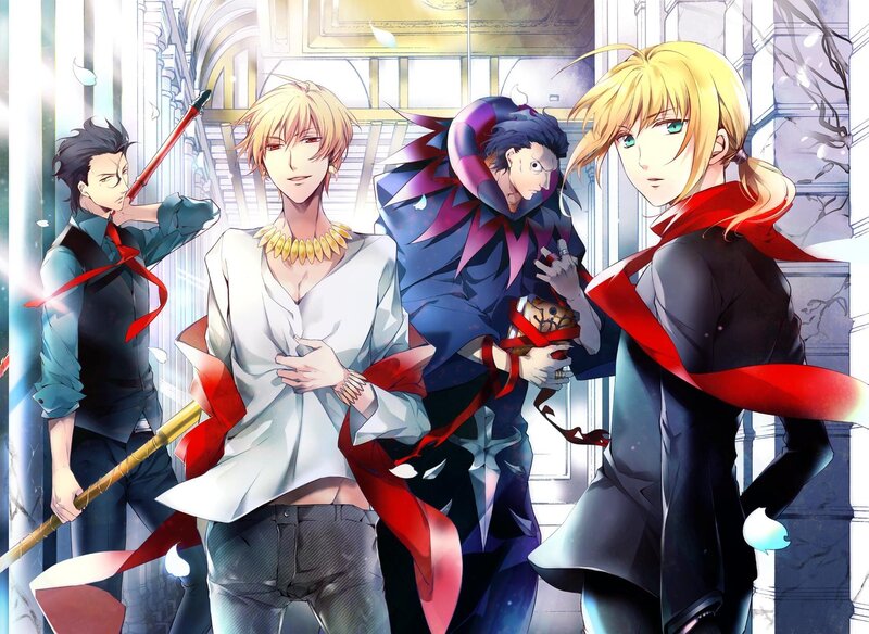 Four Male Characters — Blue, Dramatic, Anime