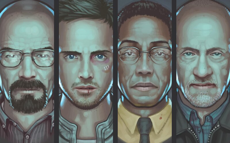 Four Male Characters — Blue, Serious
