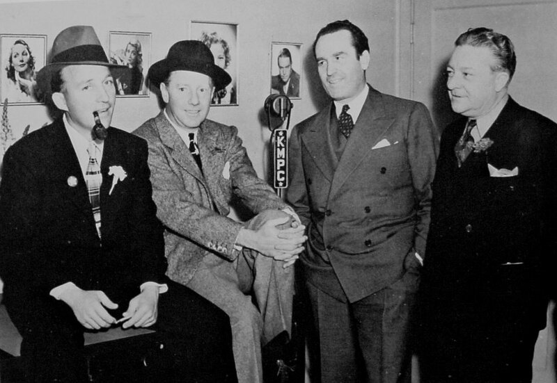 Four men at a radio studio