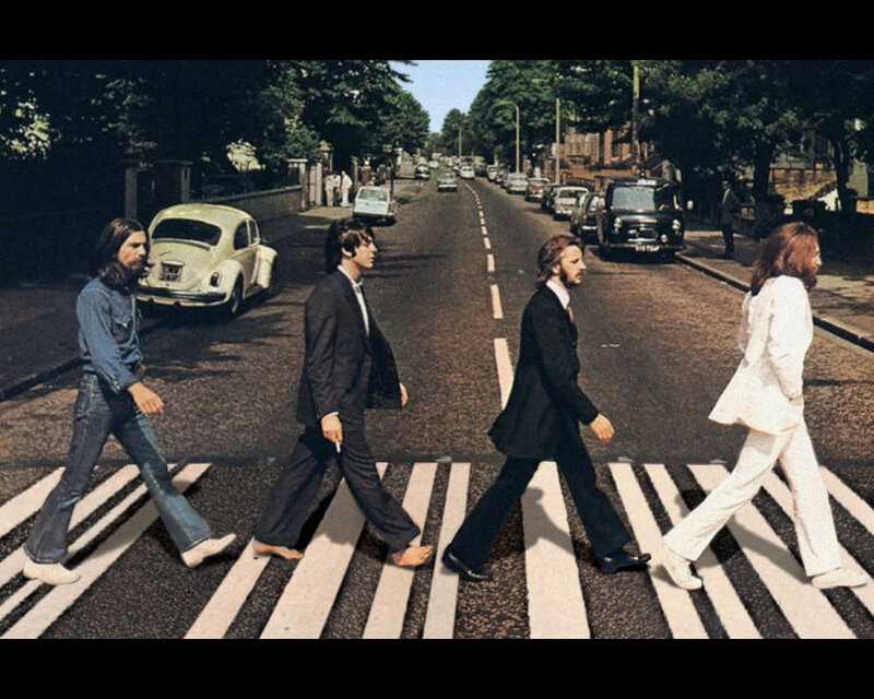 Four Men Crossing Street — Black
