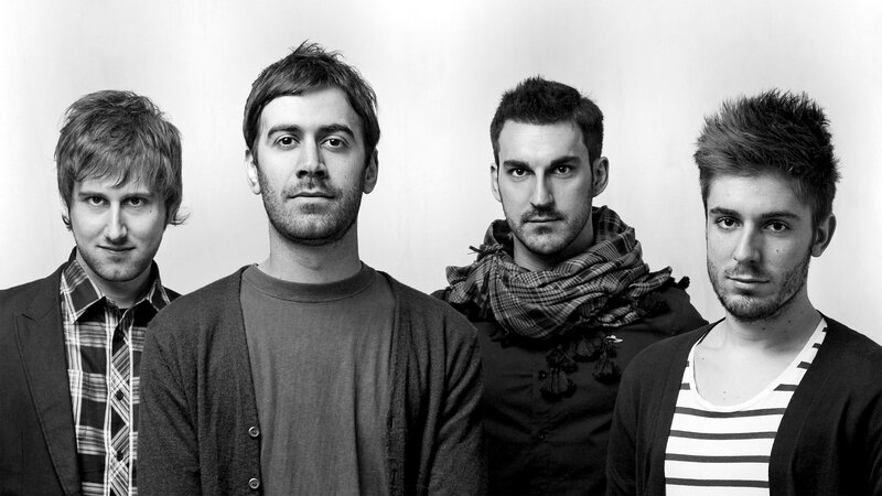 Four Men in a Group — Black, Neutral, Photograph, Scarf