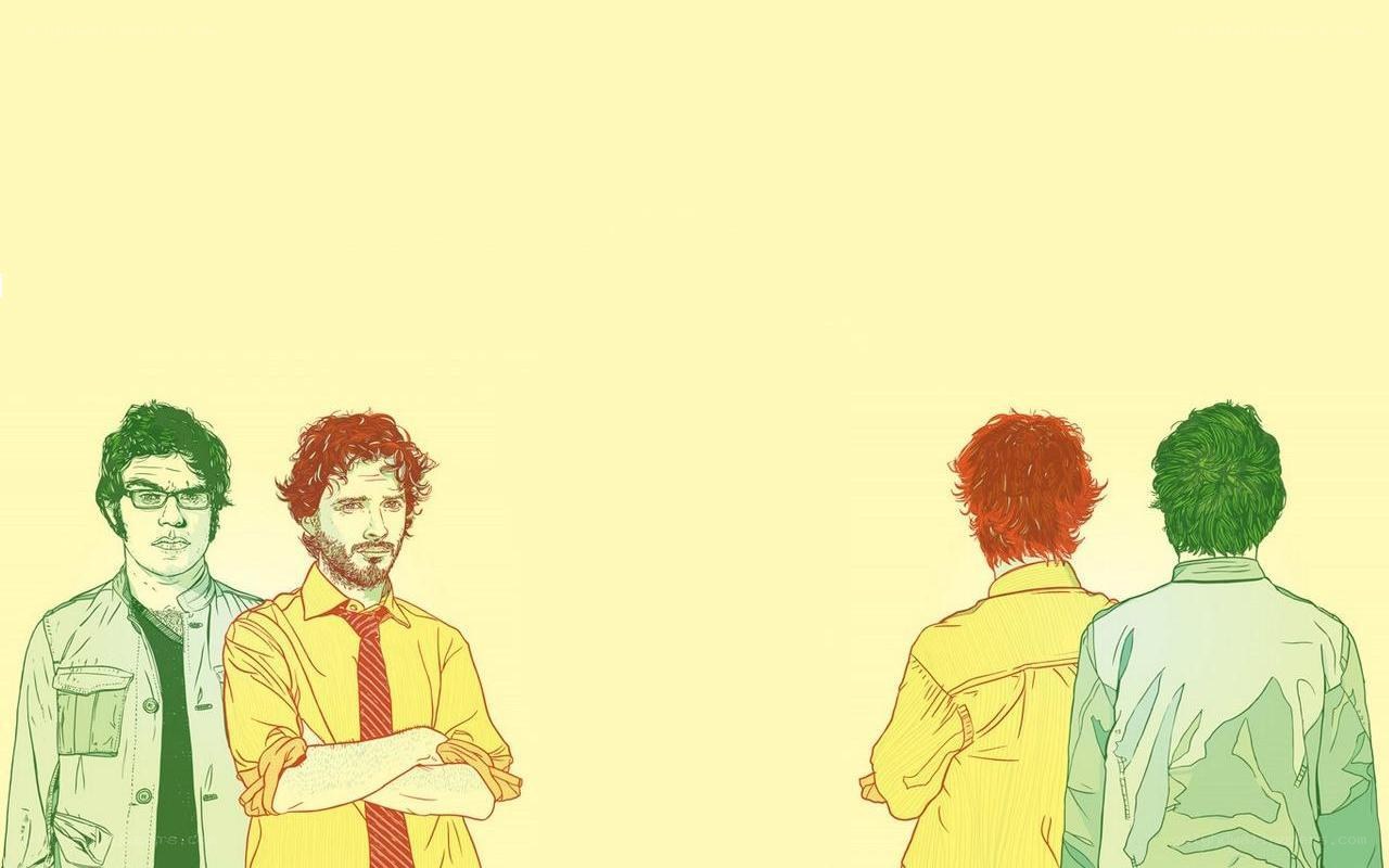 four men in a line illustration
