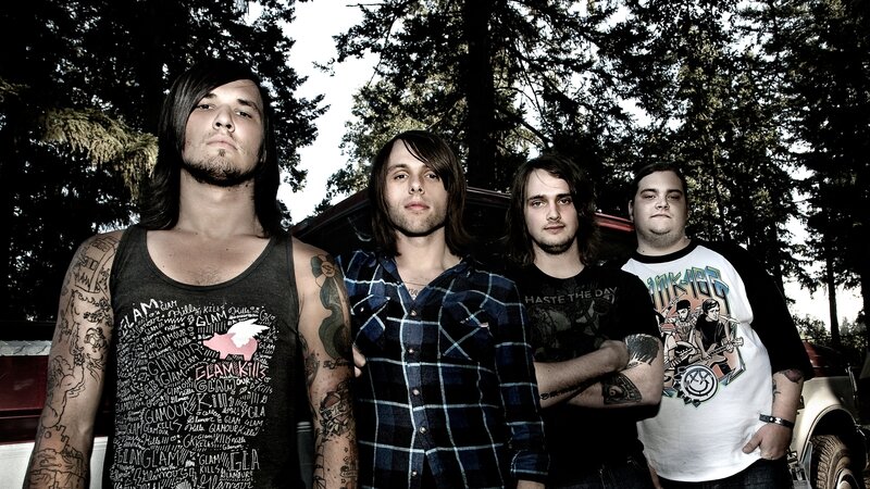 Four Men in Band — Black, Serious, Afternoon, Photograph, Trees