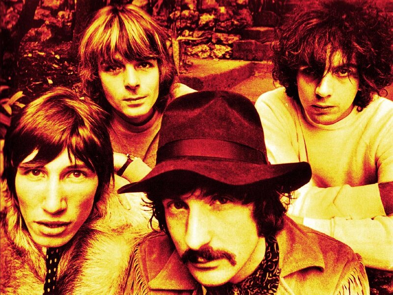 Four Men in Band Photo — Red