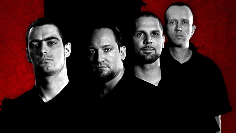 Four Men in Black Shirts — Red