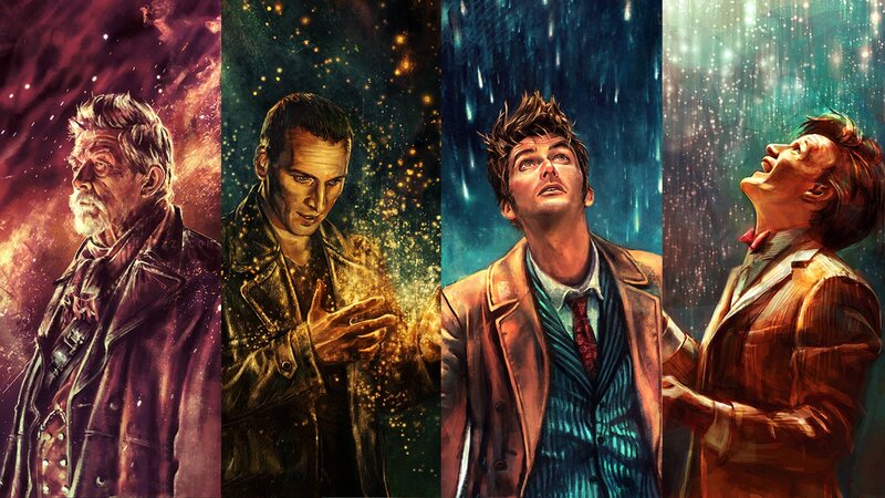 Four Men in Coats — Blue, Dramatic, Digital Art