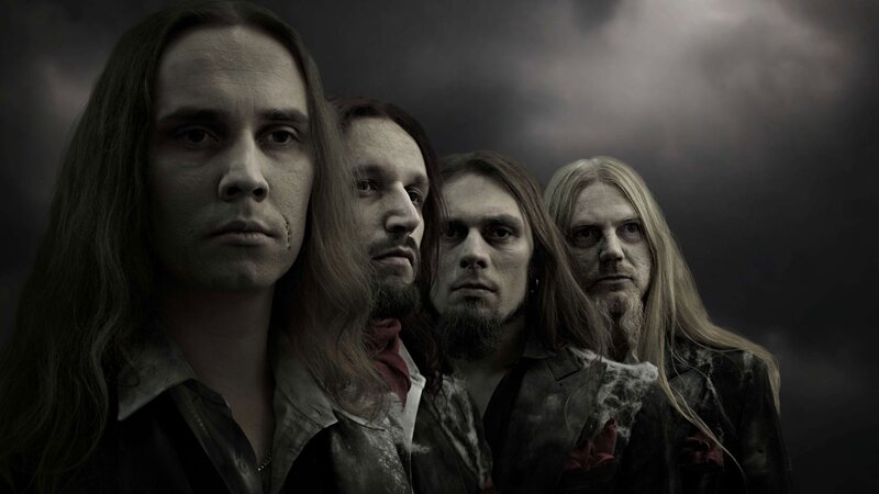 Four Men in Dark Clothing — Black, Dramatic, Photograph, Long Hair