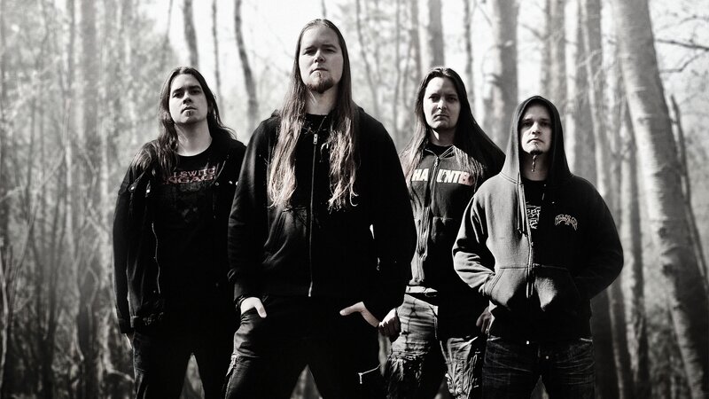 Four Men in Forest — Black, Serious