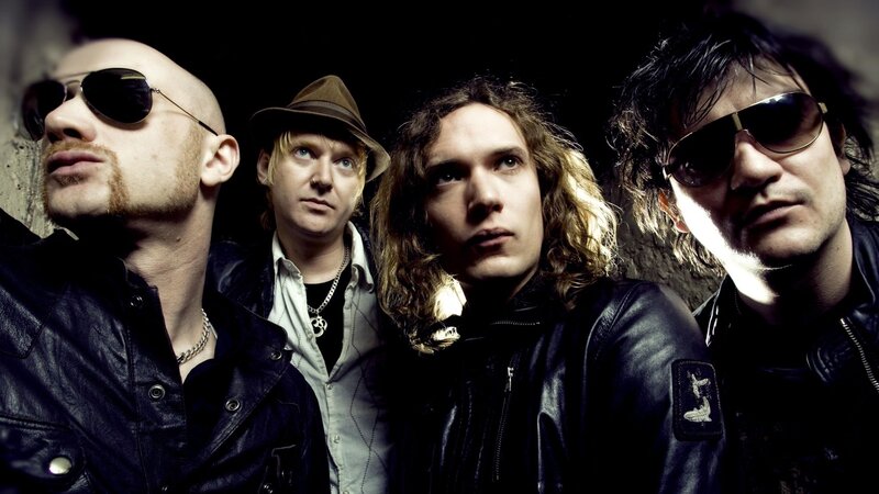 Four Men in Leather Jackets — Black, Dramatic, Photograph