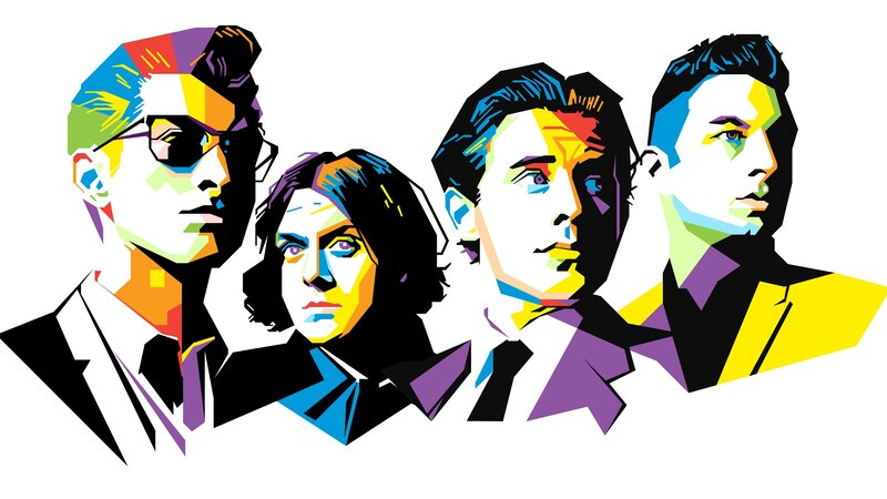 Four Men in Suits — Yellow, Vibrant, Digital Art