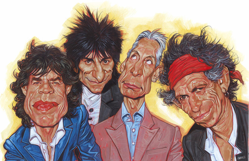 Four Men in Suits — Yellow, Vibrant, Illustration