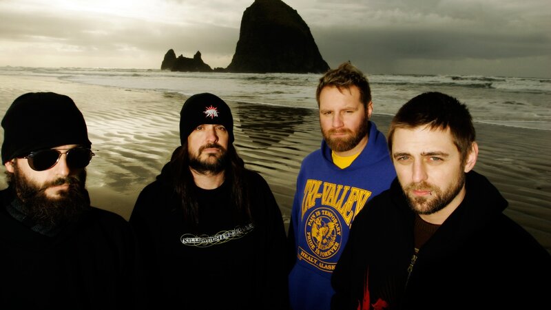 Four Men on Beach — Black, Dramatic