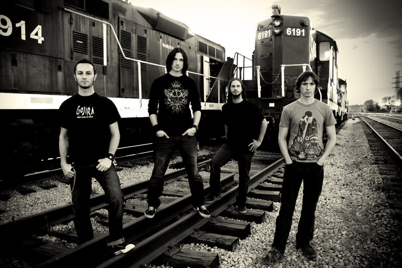 Four Men on Train Tracks — Black, Dramatic