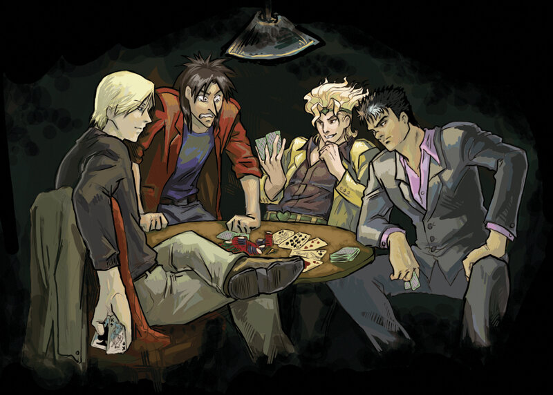 Four men playing cards