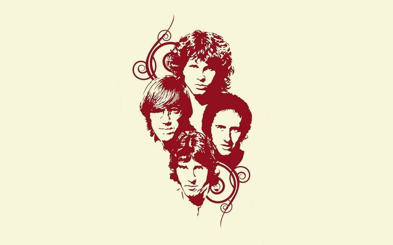 Four Men's Faces — Red