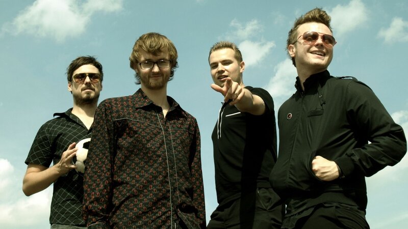 Four Men Standing — Blue, Bright