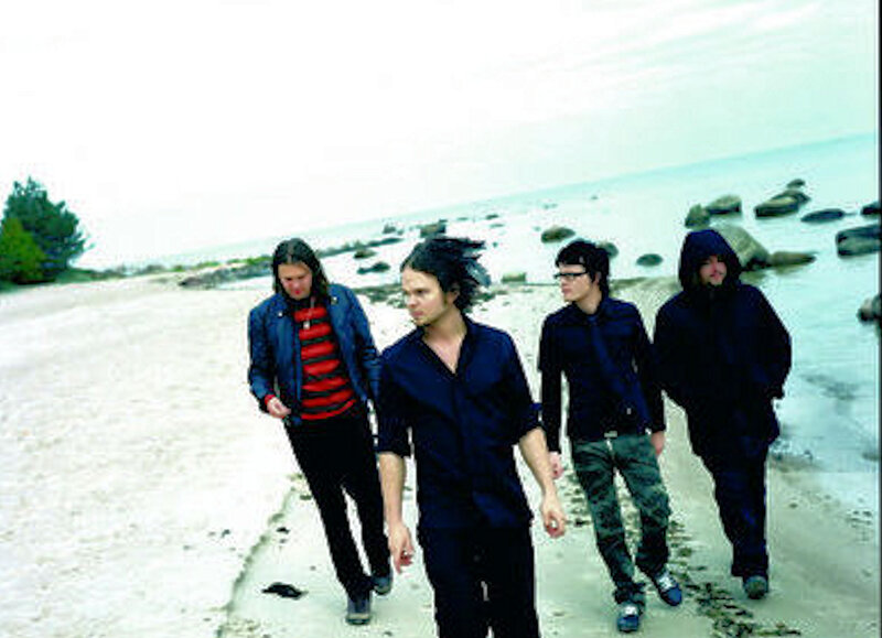 Four Men Walking on Beach — Blue