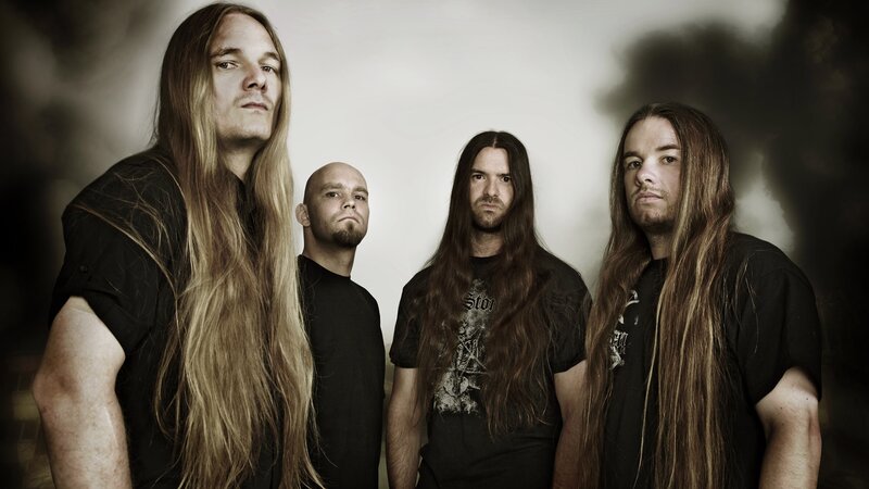 Four Men with Long Hair — Black, Serious